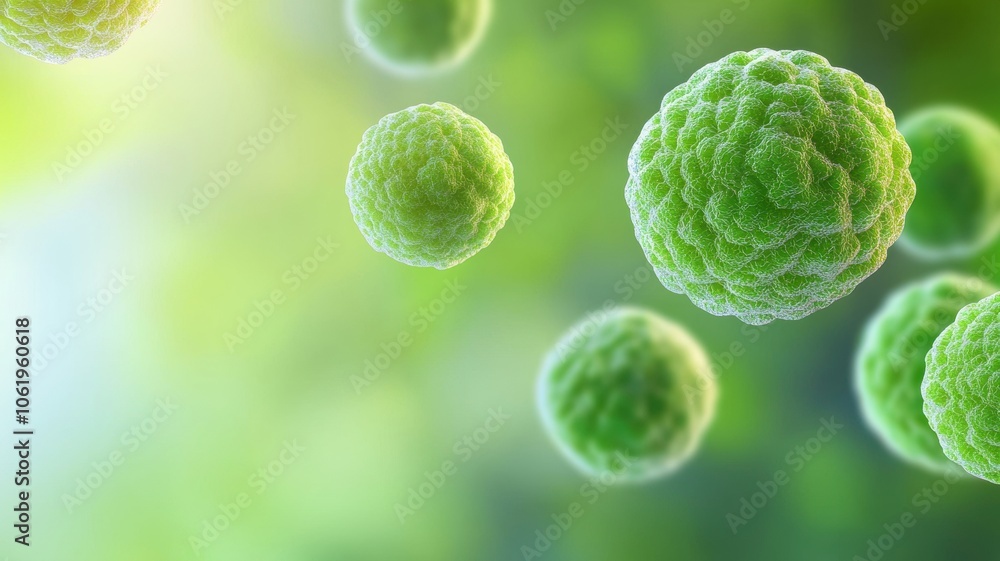 Aufkleber abstract virus shapes floating around with vulnerable cells