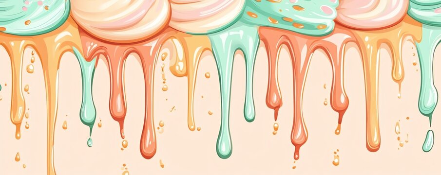 Cupcakes pastel avec gla&ccedil;age et coulures color&eacute;es.