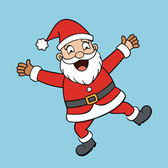 Joyful Cartoon Santa Jumping