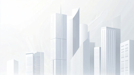 Naklejka premium Minimalist high-rise building cityscape in grayscale with modern architecture design