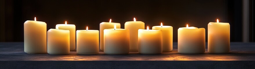Glowing candles in the dark