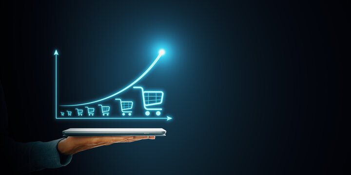 Digital Shopping Growth Concept on Tablet. - Powered by Adobe