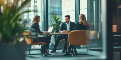 business formal meeting conference discussion with coworker shareholder or client concentrate private ideas created by ai