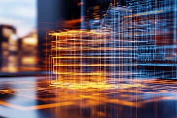 High Tech Digital Building Model Showing Architectural Innovation in Urban Planning : Generative AI