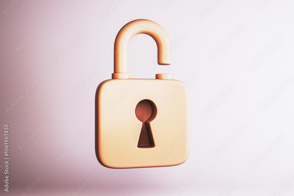 Aufkleber Unlocked padlock with keyhole on gradient background. 3D Rendering