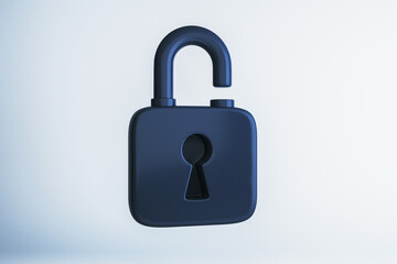 Open padlock on light background. 3D Rendering