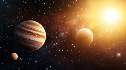 Fototapeta premium Majestic Cosmic Scene with Gas Giants and Stars