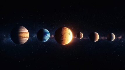 Celestial Harmony: The Solar System's Majestic Planets in Alignment
