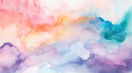 Colorful watercolor cloud-like forms blending on paper