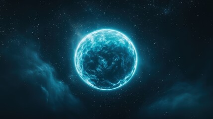 Naklejka premium Dazzling Blue Celestial Sphere in Deep Space