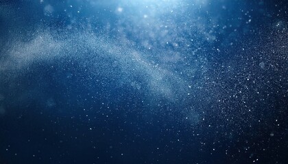 Dreamy Winter Wonderland Background with Floating Snow Like Particles and Soft Bokeh Lights on Deep Blue for Holiday, Seasonal, or Fantasy Themed Visuals and Atmospheric Designs