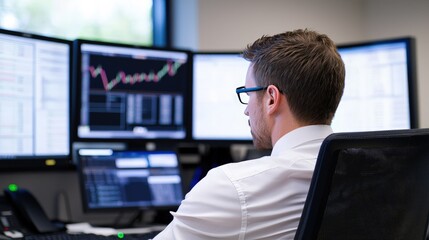 Professional Trader Analyzing Market Trends in Modern Office