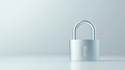 Fototapeta premium Sleek Silver Padlock on Minimalist Background