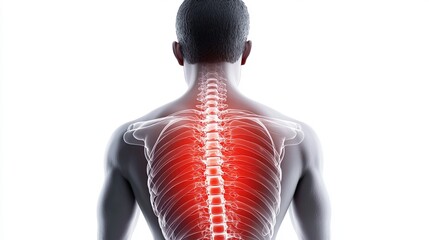 Human Spine Anatomy with Highlighted Pain Areas