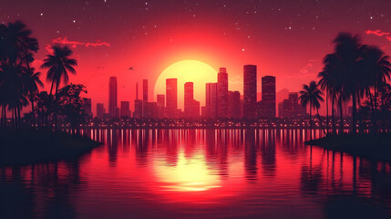Sunset Cityscape Illustration