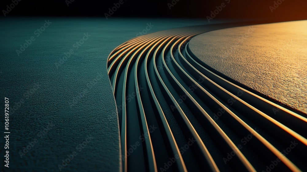 Poster golden lines on dark background with illuminated texture