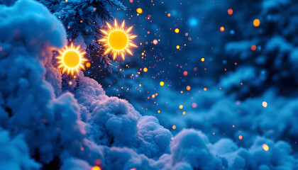 Digital Weather Dashboard Display in a Stormy Cloudscape