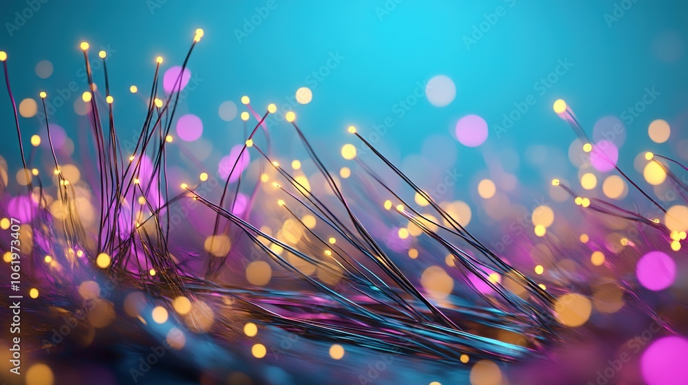 Poster illuminated network of intricate cables in diffused light