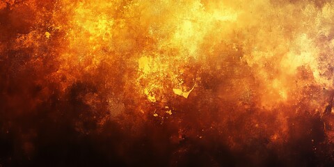 Dark grainy texture background yellow orange glowing abstract color gradient wave shape brown...