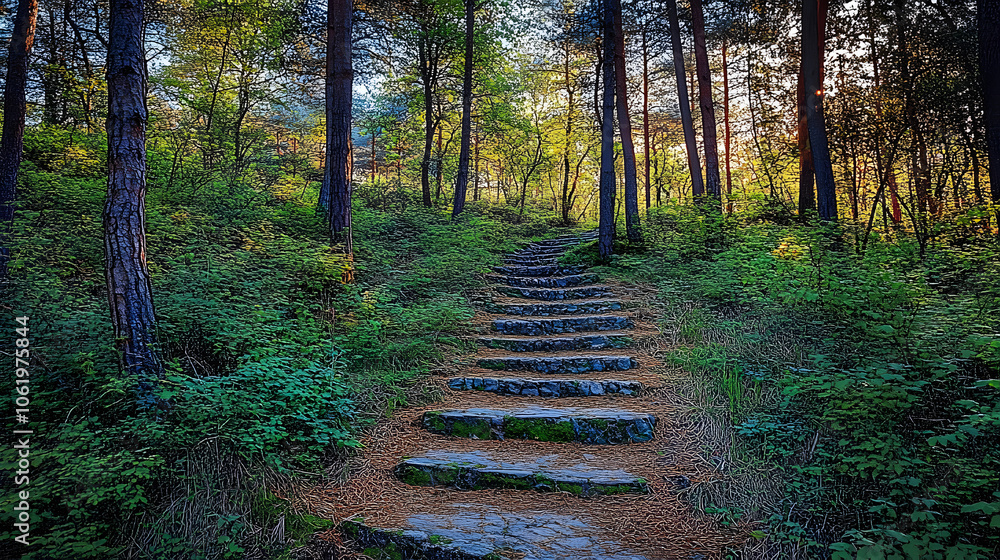 Aufkleber a forest where self-improvement is a path that becomes clearer and more beautiful with each step tak