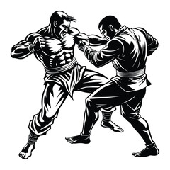 martial fight on white background