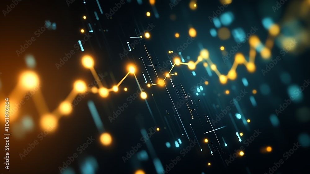 Aufkleber Innovative Tech Background with Glowing Data Points and Abstract Graphs : Generative AI