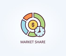  Market Share Vector, Icon Or Logo Sign Symbol Illustration 