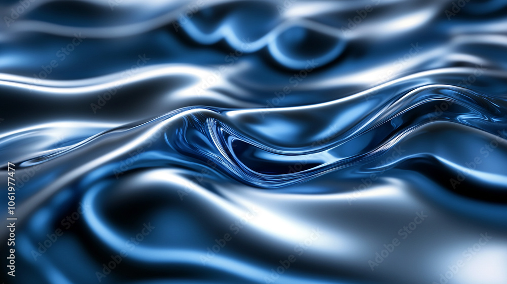 Poster A close-up view of rippling blue liquid, its surface reflecting light and creating a hypnotic pattern