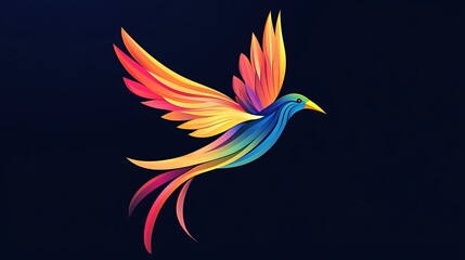 Realistic bird logo in colorful gradient vector illustration design