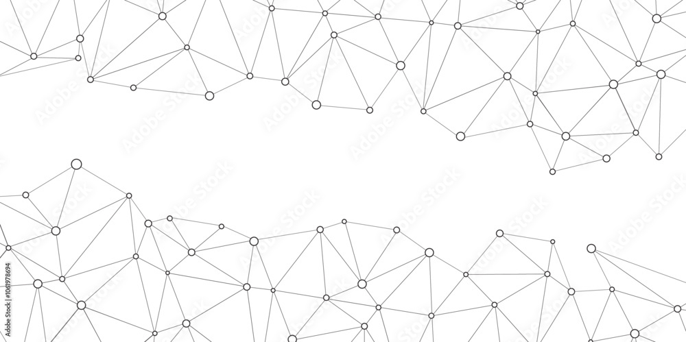 Poster Abstract geometric background with connecting dots and lines with low poly triangle shapes. Polygonal Mesh Background Vector design digital technology concept Global network connection data structure.