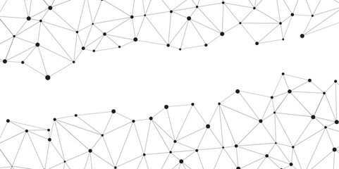 Abstract geometric background with connecting dots and lines with low poly triangle shapes. Polygonal Mesh Background Vector design digital technology concept Global network connection data structure. © Kainat 