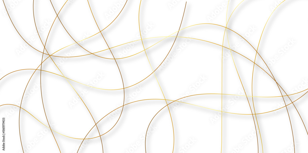 Poster golden pattern with tangled curved lines. Random chaotic lines abstract geometric pattern background. Simple gold scribble line backdrop Minimal style website banner design. Distress overlay vector.