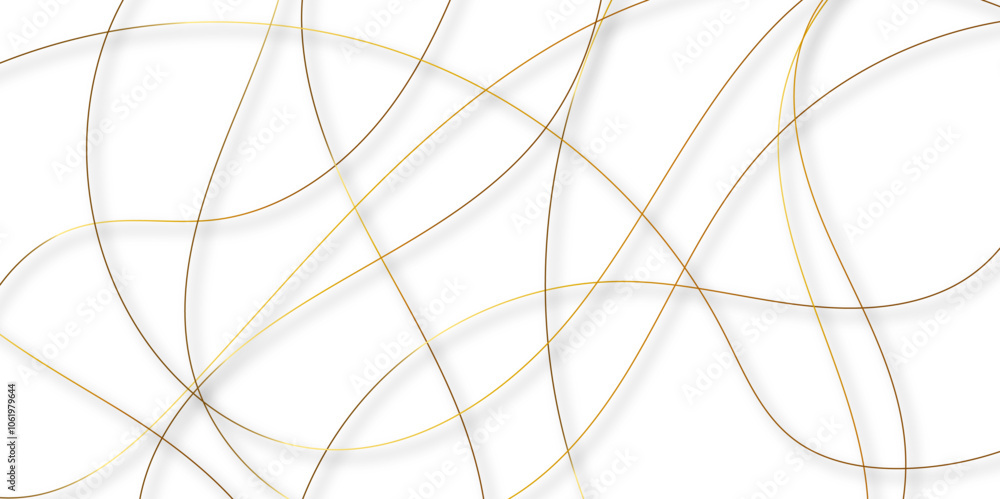 Poster golden pattern with tangled curved lines. Random chaotic lines abstract geometric pattern background. Simple gold scribble line backdrop Minimal style website banner design. Distress overlay vector.