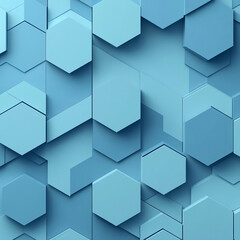 Obraz premium This is a close-up image of a blue, abstract pattern made of hexagons. The hexagons overlap each other, creating a unique and modern design