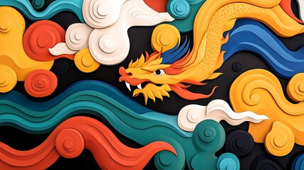 Modern Art Piece Featuring a Chinese Dragon Design