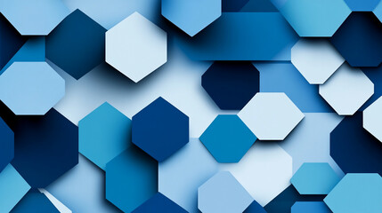 Fototapeta premium A digital illustration of blue and white hexagons in a pattern, creating a modern geometric design
