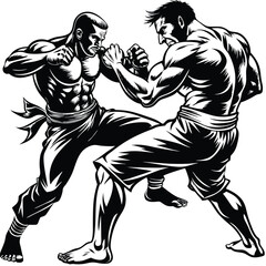 martial fight on white background