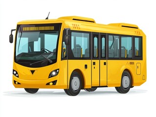 Yellow city bus on a white background.