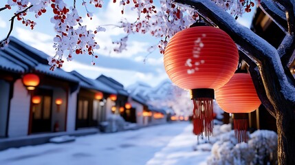 Serene Snowy Scene of a Charming Chinese Villa