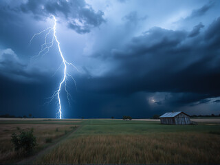 lightning over the field