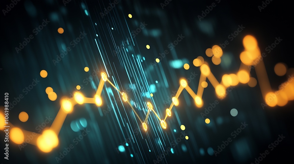 Poster Abstract Financial Graph with Illumination and Vibrant Digital Elements : Generative AI