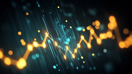 Abstract Financial Graph with Illumination and Vibrant Digital Elements : Generative AI