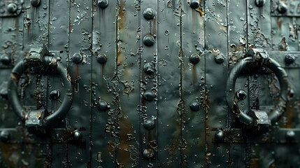 Weathered Metal Door with Handles Illustration