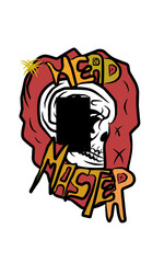 Skull head and text