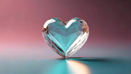 A sparkling crystal heart shines against a soft gradient background, symbolizing love and beauty.