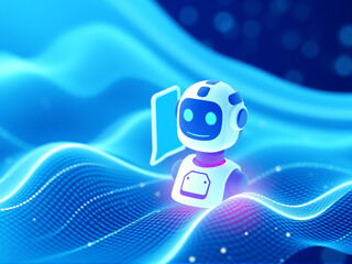 robot rests on a blue background, emphasizing its sleek structure and futuristic appearance