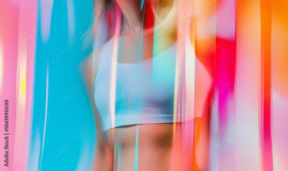 Poster vibrant motion exploring the intersection of color and form in contemporary art