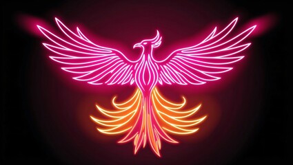 Obraz premium Vibrant Neon Phoenix with Fiery Wings