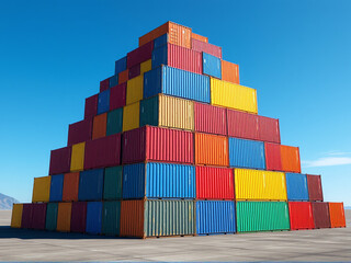 containers in port forming pyramid