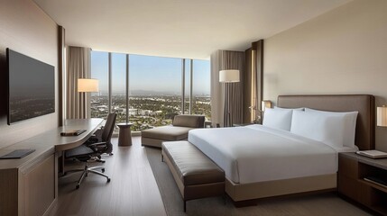 Clean, spacious rooms with minimal decor, neutral colors, and stylish furnishings